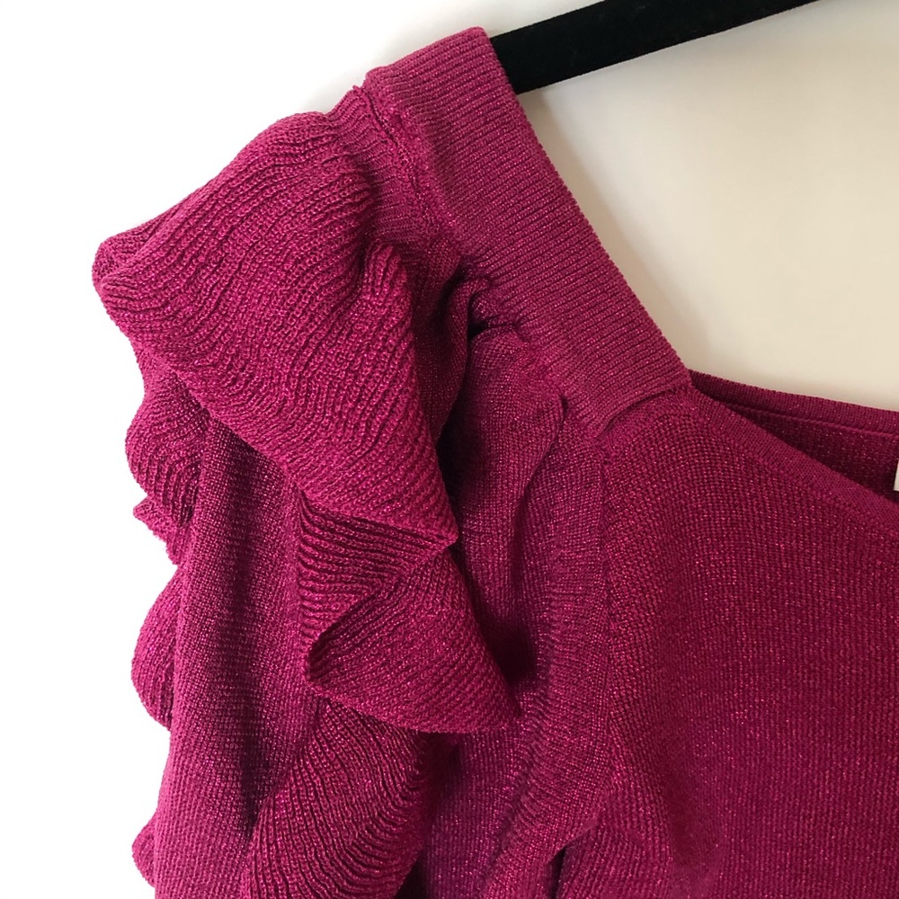 NEW Zara Pink Raspberry Ruffle Puff Sleeve Top - Picture 3 of 10